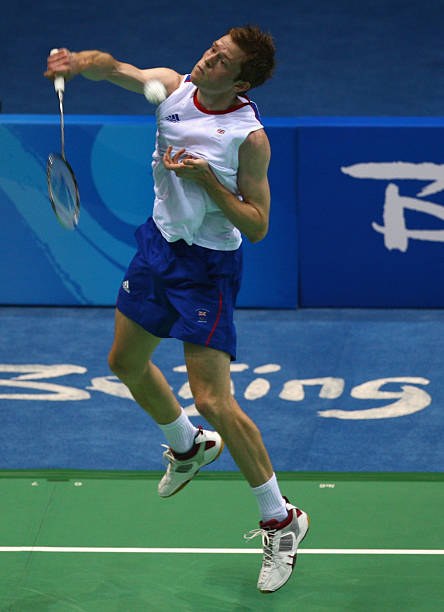 Andrew Smith competing in an international badminton match